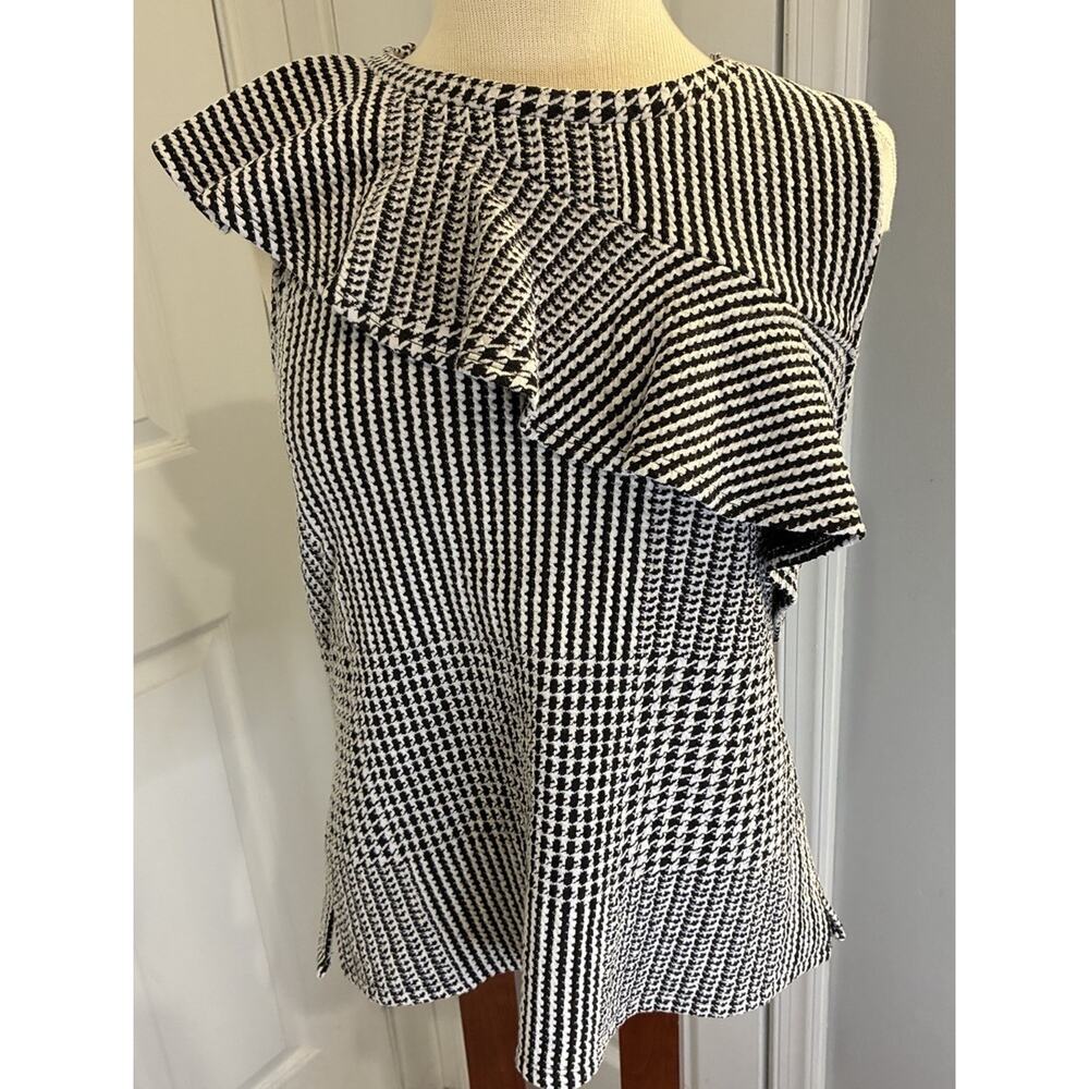 Dolan Anthropology Left Coast Callan Ruffled Houndstooth Top Chic Size Small
